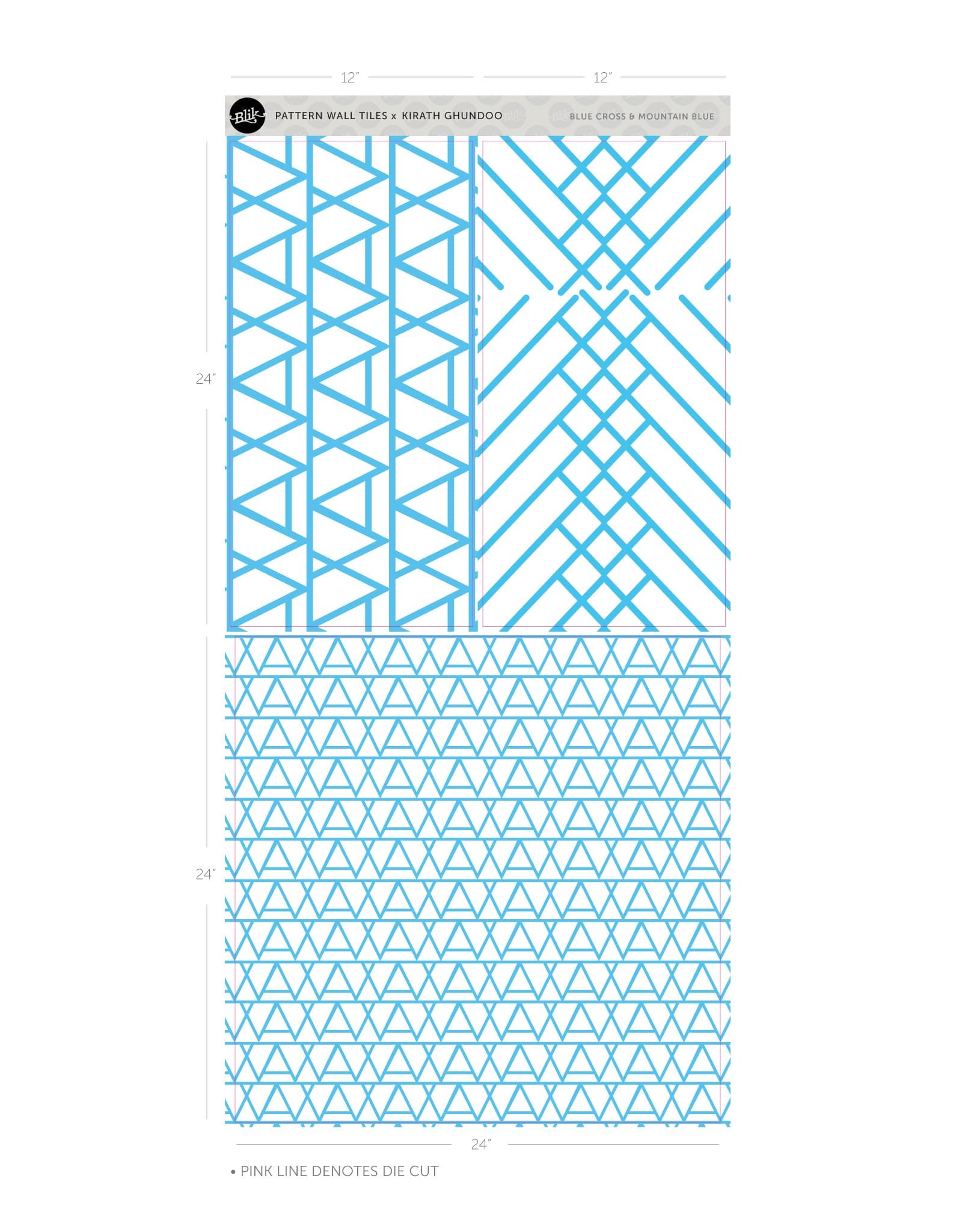 Blue Cross Mountain Pattern Wall Tiles