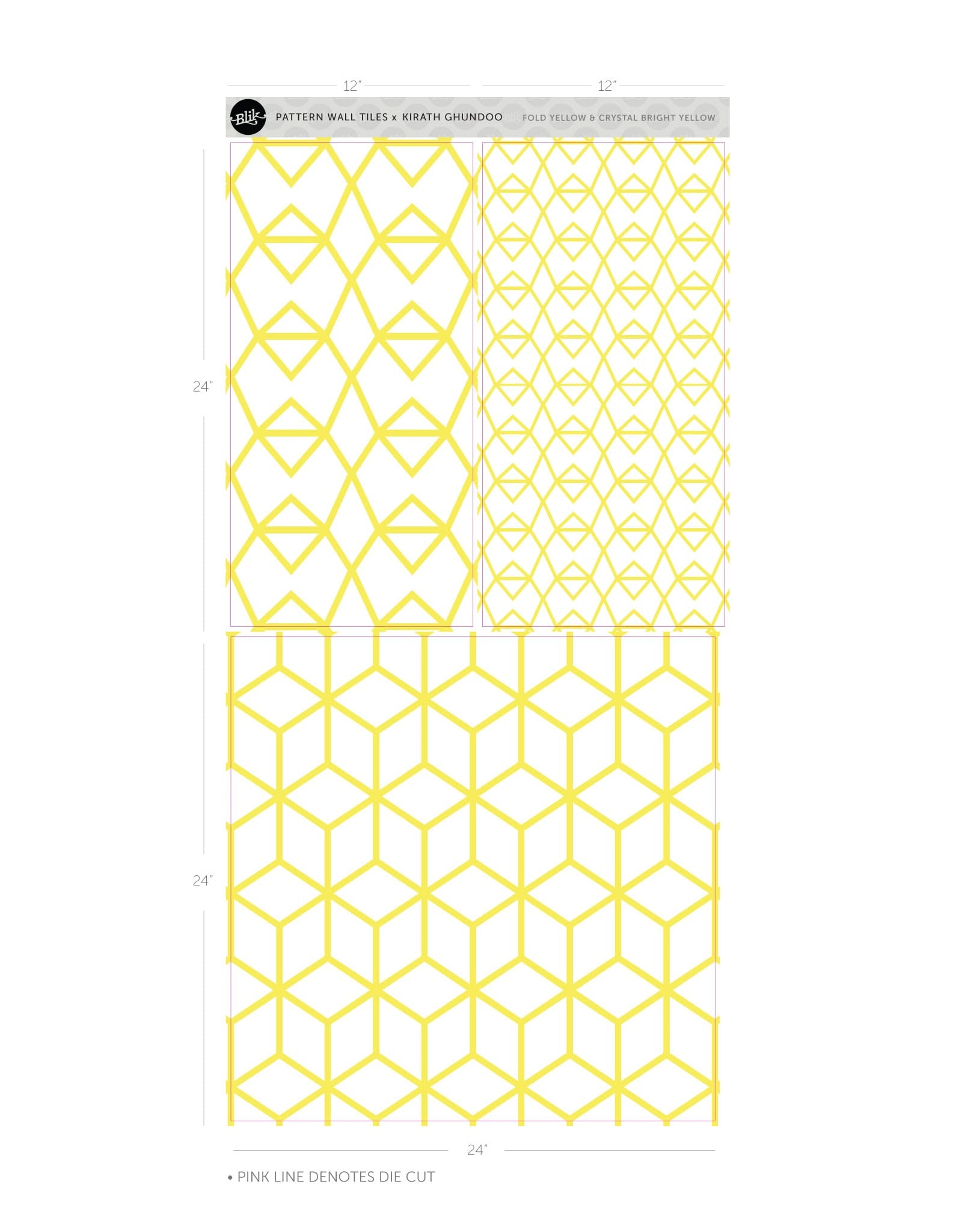 Fold Yellow Crystal Pattern Wall Tiles