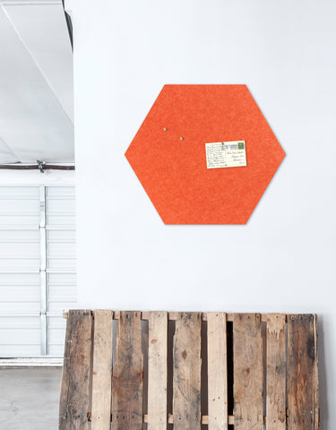 Hexagon Pinboard, Large in Tangerine