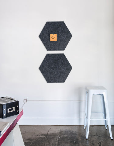 Hexagon Pinboard, Small in Charcoal