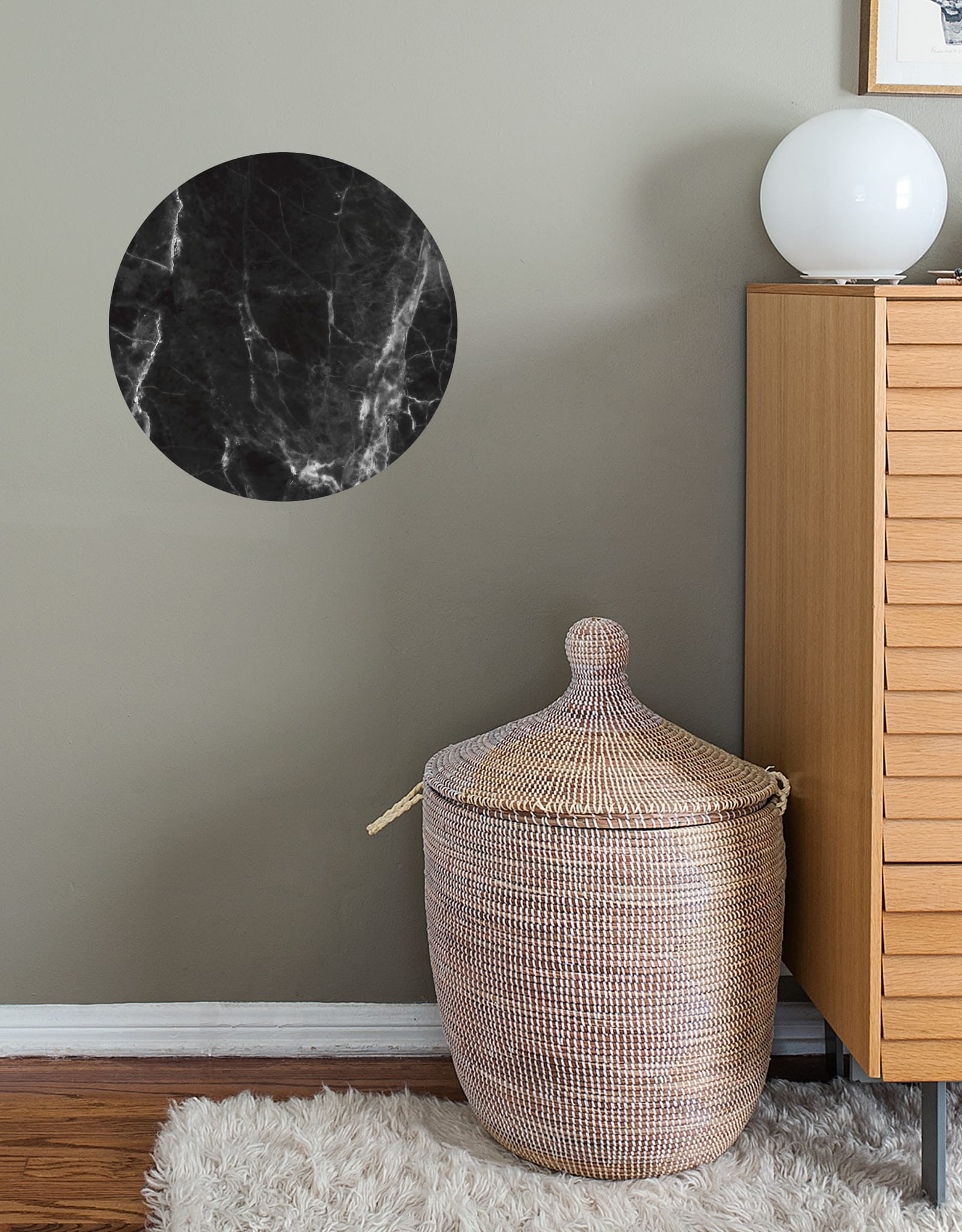 Black Marble Dry Erase - Circle