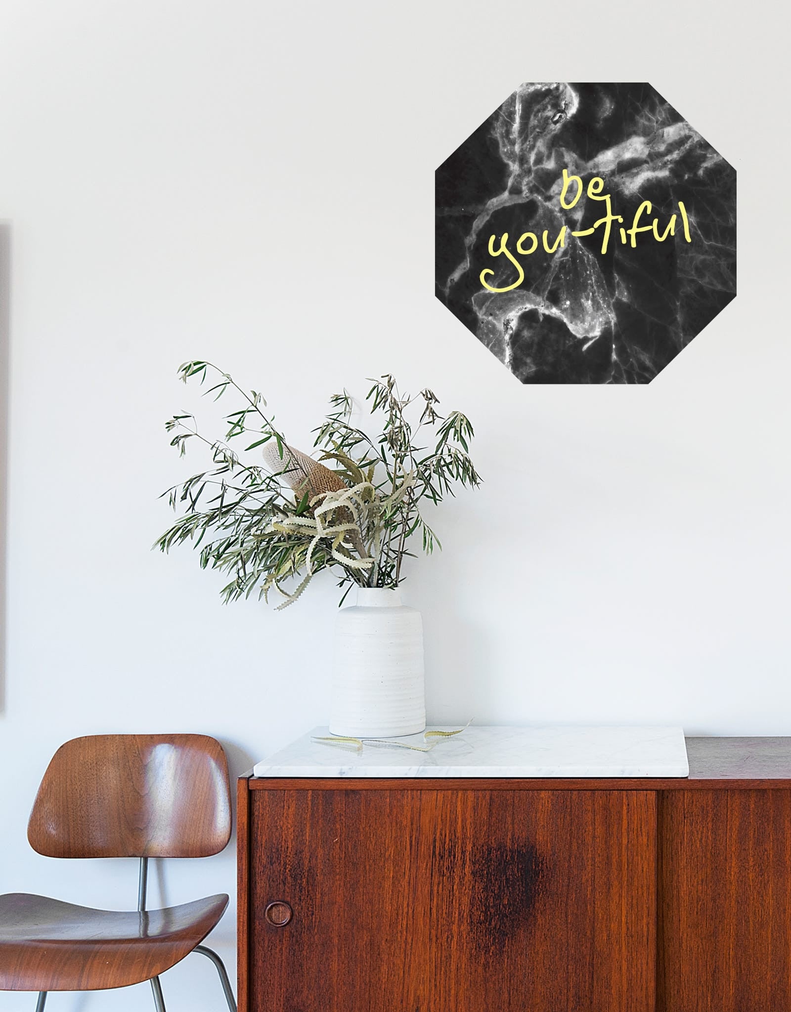 Black Marble Dry Erase - Octagon