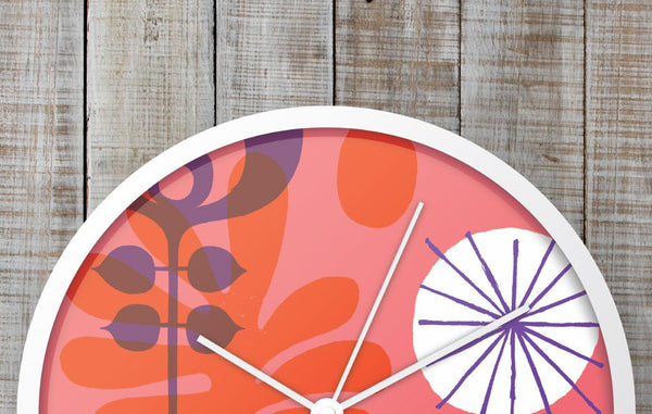 Colorful botanical and abstract clocks by Neasden Control Centre.