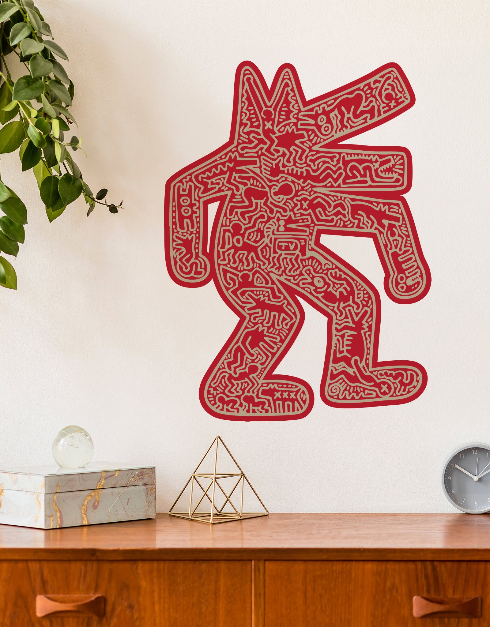 BLIK Big Dog wall decal in ruby red by Keith Haring