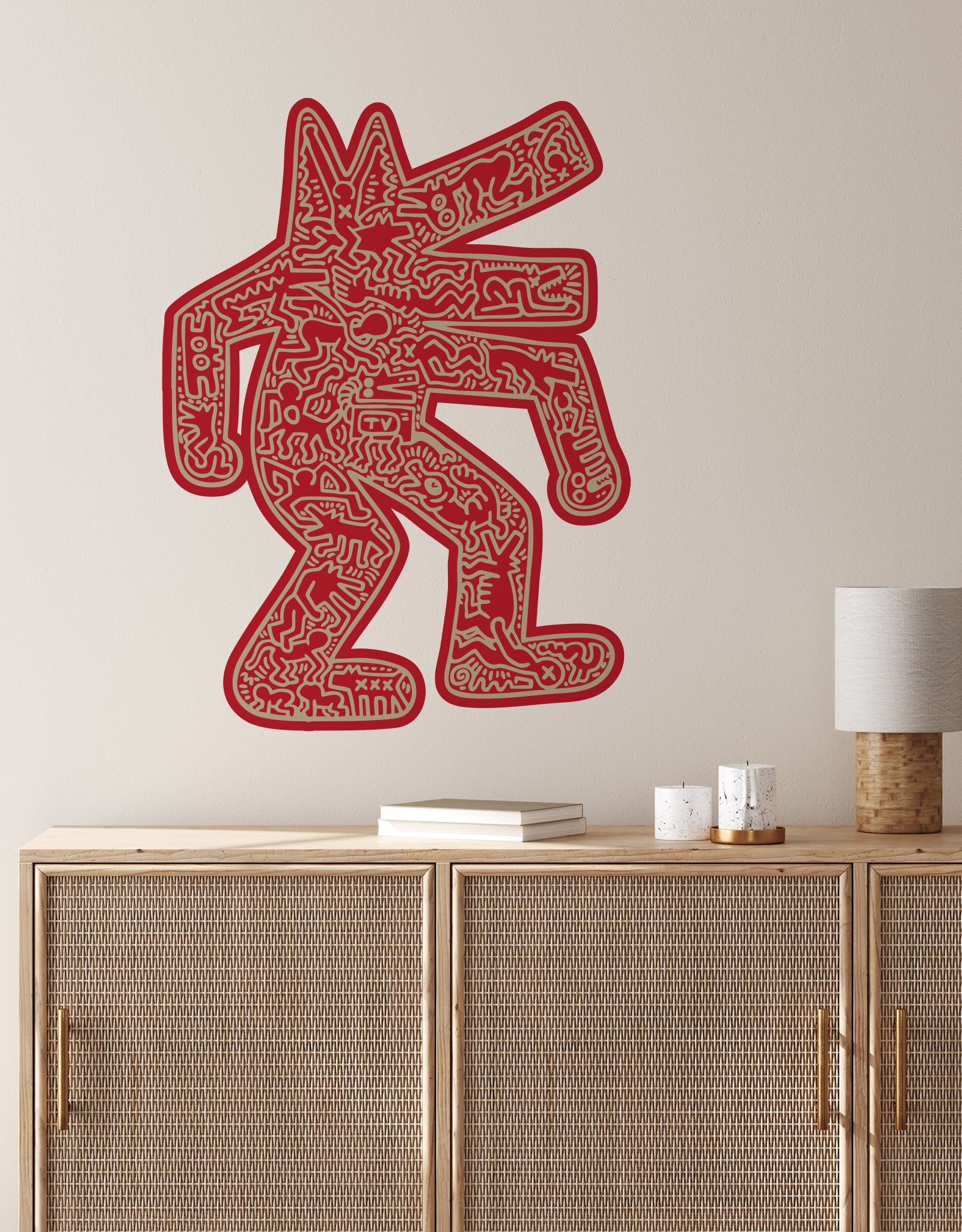 BLIK Big Dog wall decal in ruby red by Keith Haring