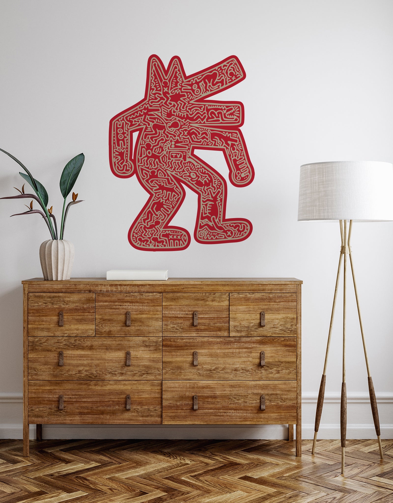 BLIK Big Dog wall decal in ruby red by Keith Haring