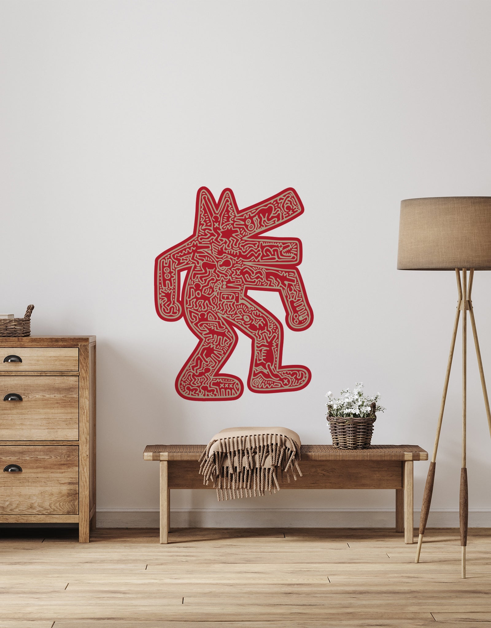 BLIK Big Dog wall decal in ruby red by Keith Haring