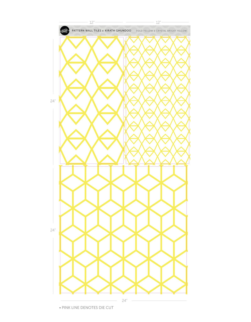 Fold Yellow Crystal Pattern Wall Tiles