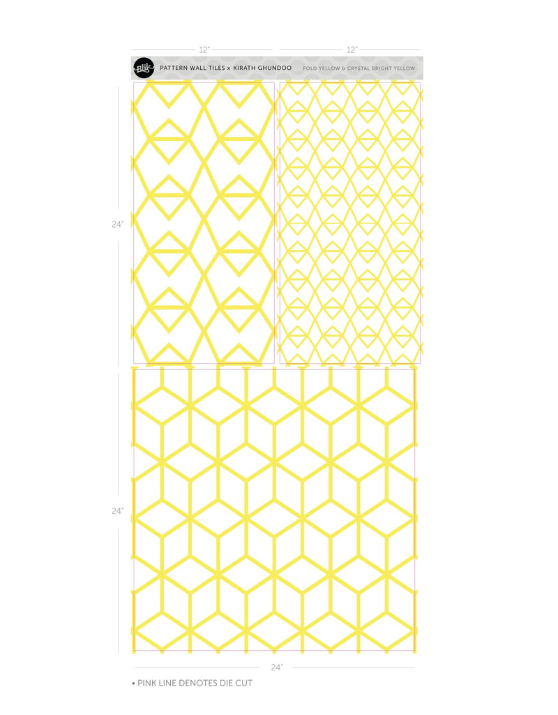 Fold Yellow Crystal Pattern Wall Tiles