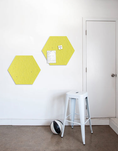 Hexagon Pinboard, Small in Yellow