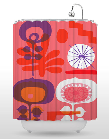 NCC Red Flower Shower Curtain