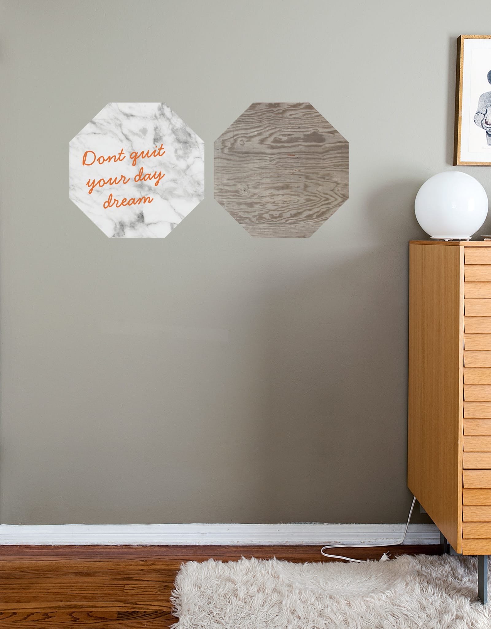 White Marble Dry Erase - Octagon