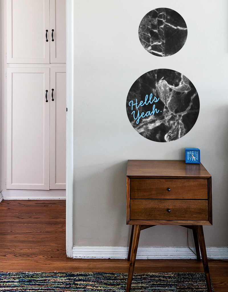 Black Marble Dry Erase - Circle