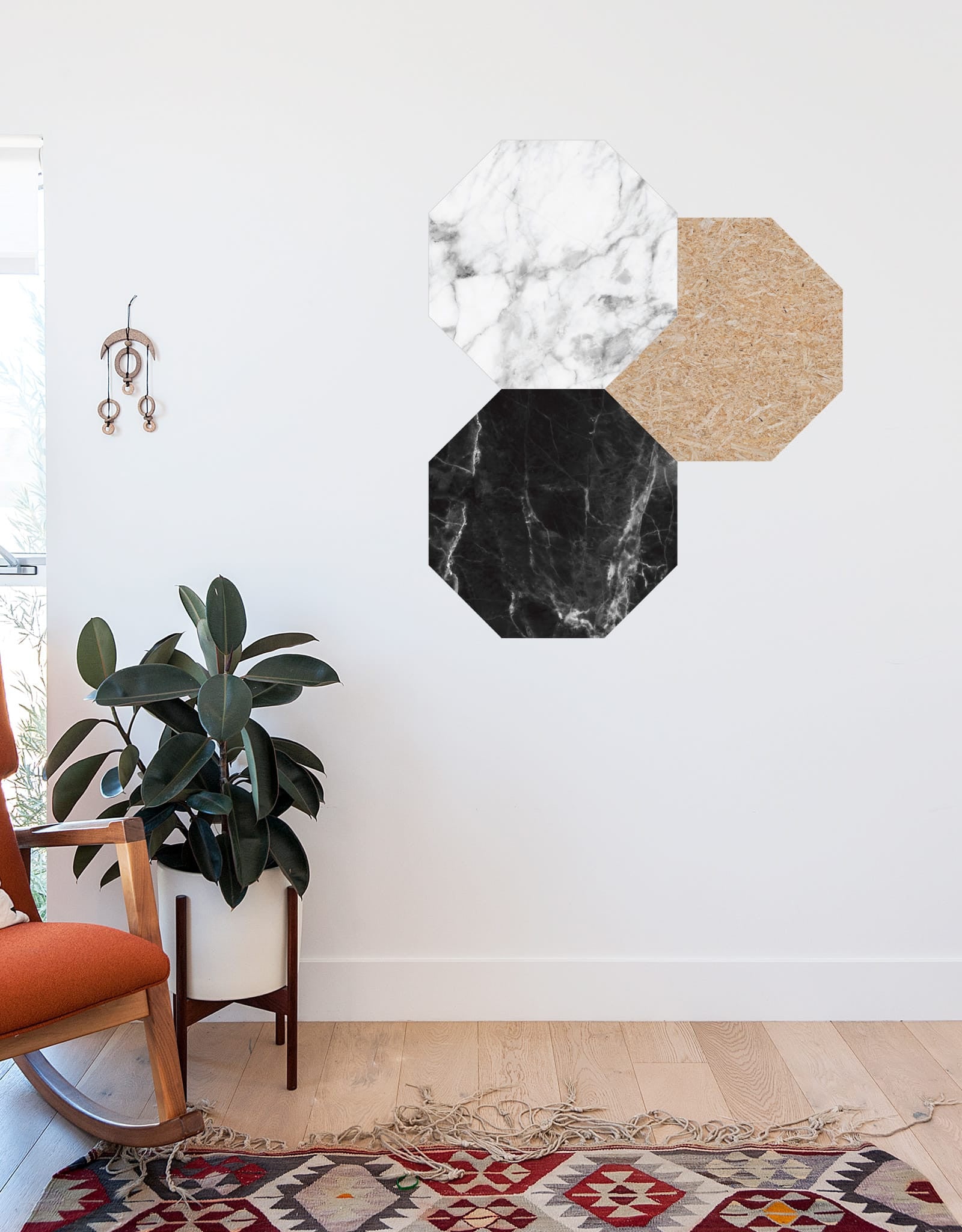 White Marble Dry Erase - Octagon